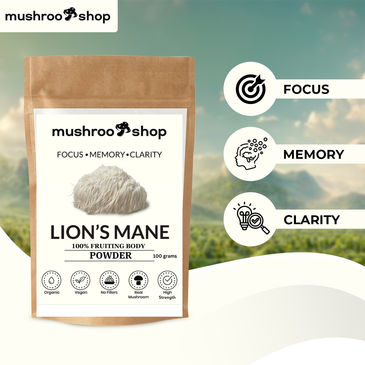 Lion's Mane Powder | Brain Focus 100% Pure