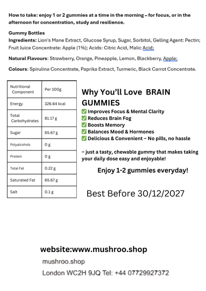 Brain Gummies Lion's Mane| Mushroom Gummies